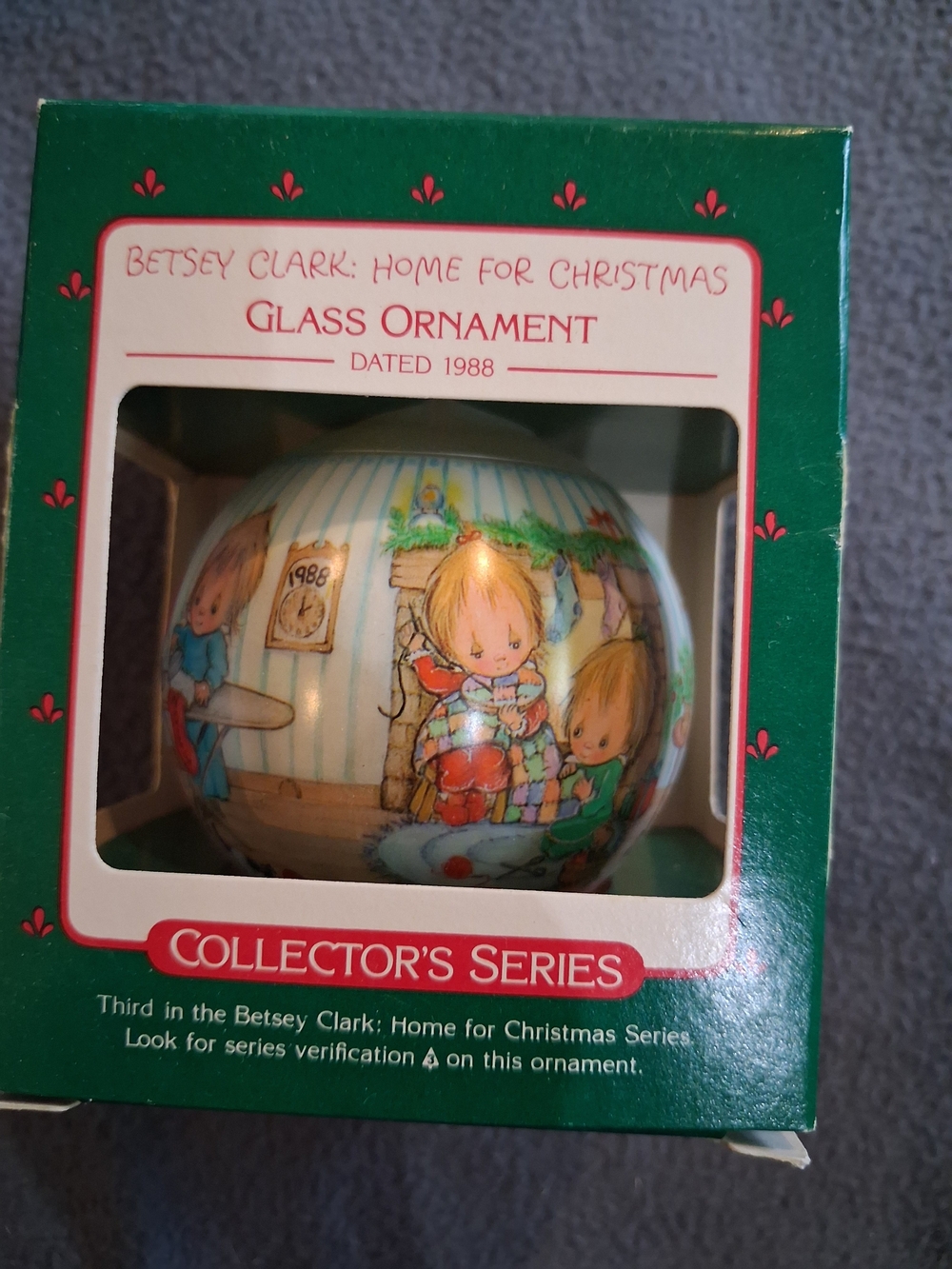 Betsey Clark Home for Christmas 1988 Glass Ornament